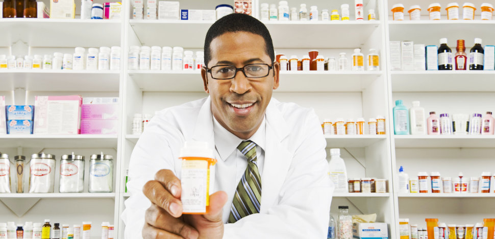 pharmacist giving medicine